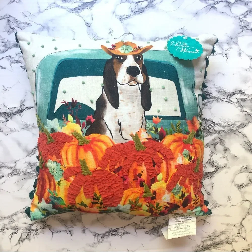 The Pioneer Woman Harvest Charlie Truck Decorative Throw Pillows 18x18 NEW